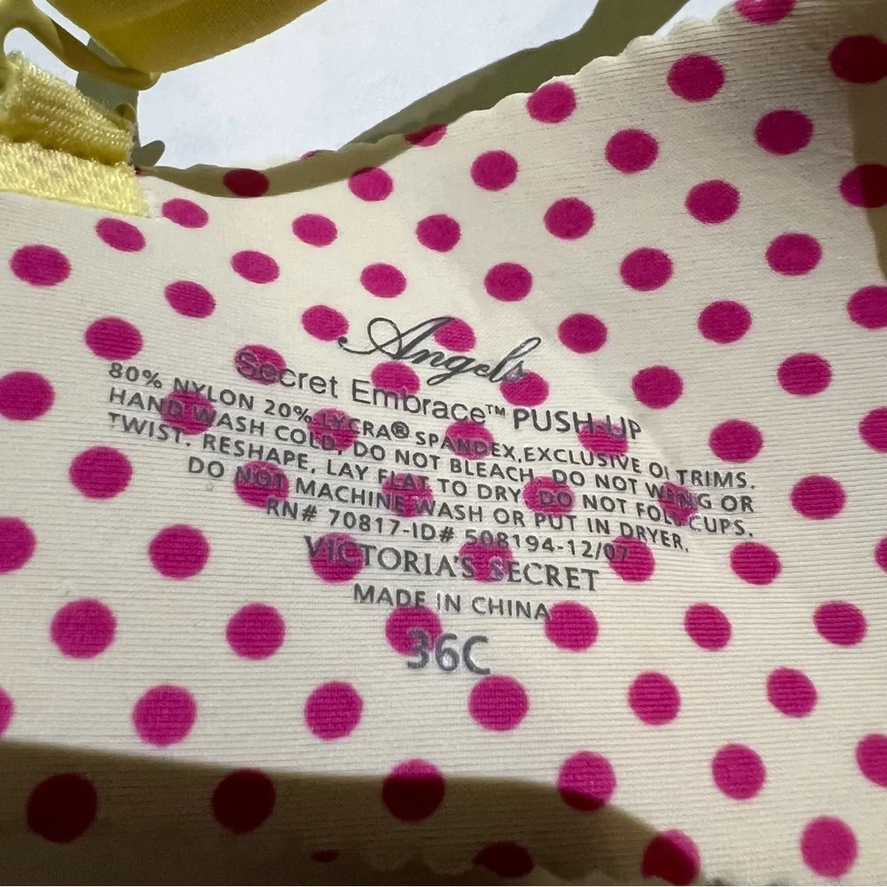 Victoria’s Secret 36C Secret Embrace Push Up Bra Yellow Floral Pink - Picture 6 of 7